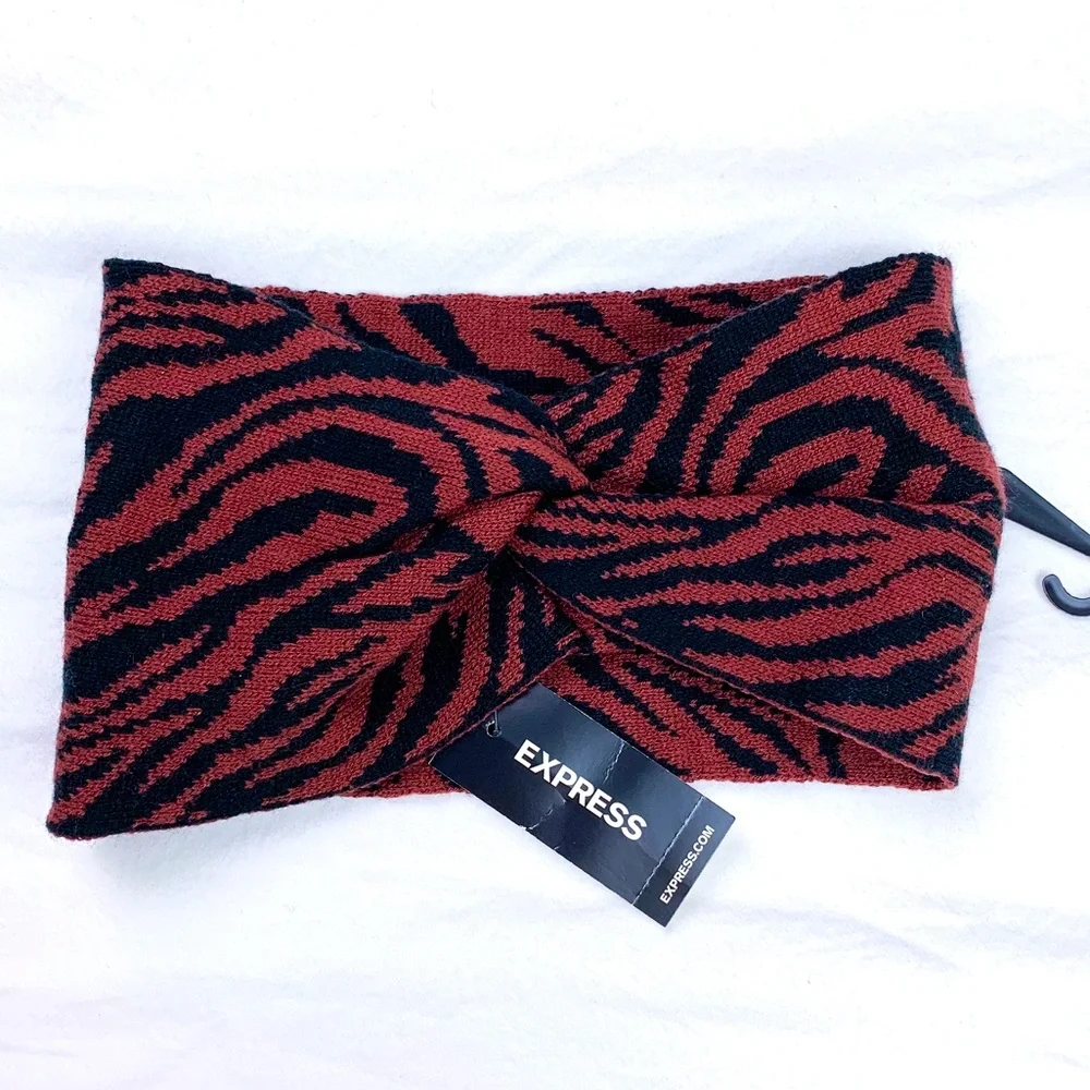 Express Brown Zebra Print Winter Headband